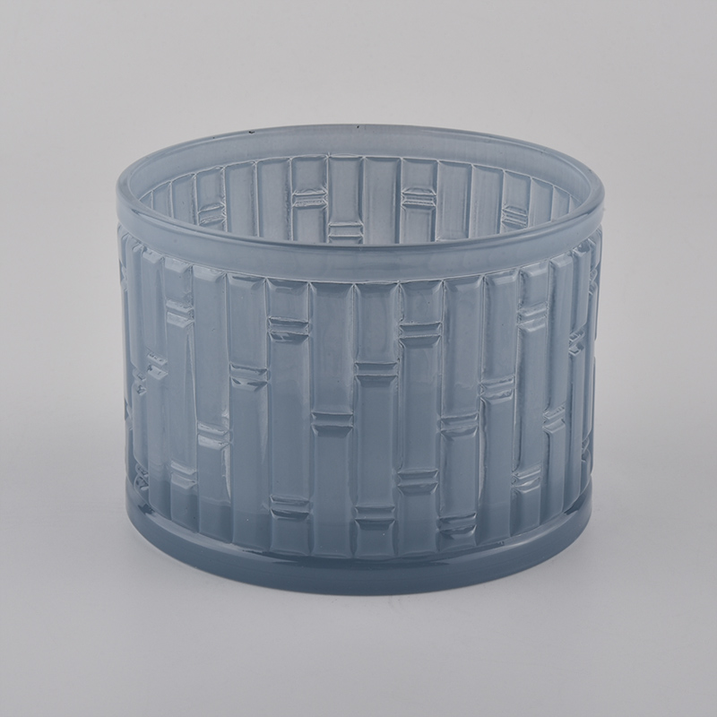 blue color sprayed glass candle containers wholesale