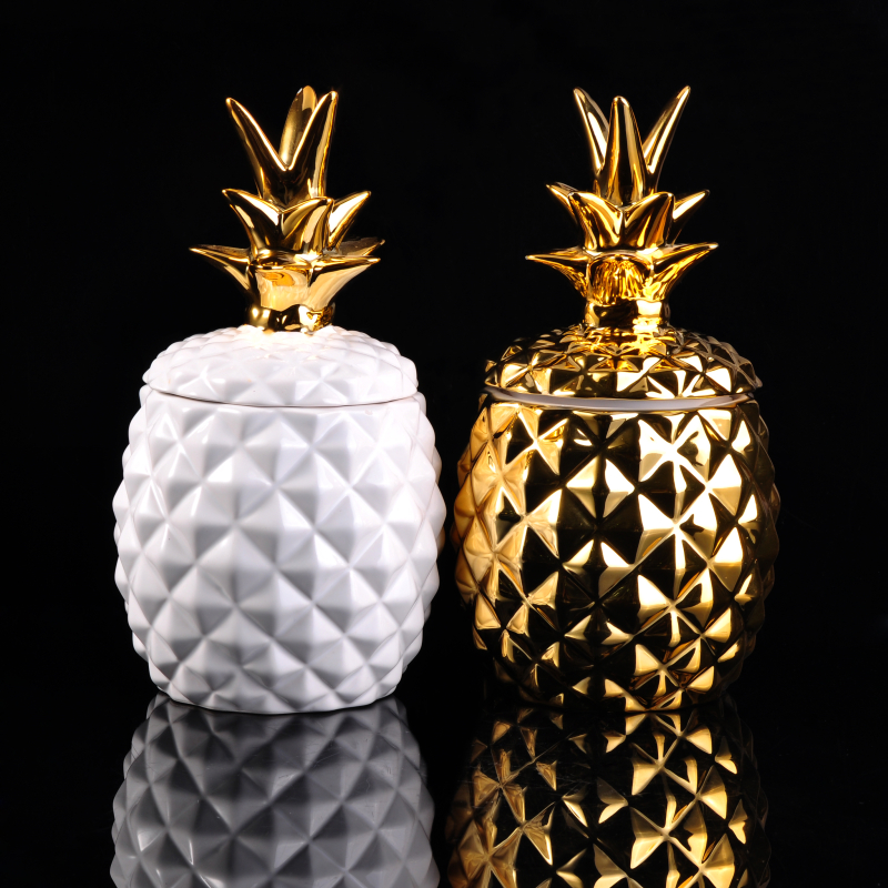 Large White Pineapple Ceramic Candle Jars Home Decoration Pieces