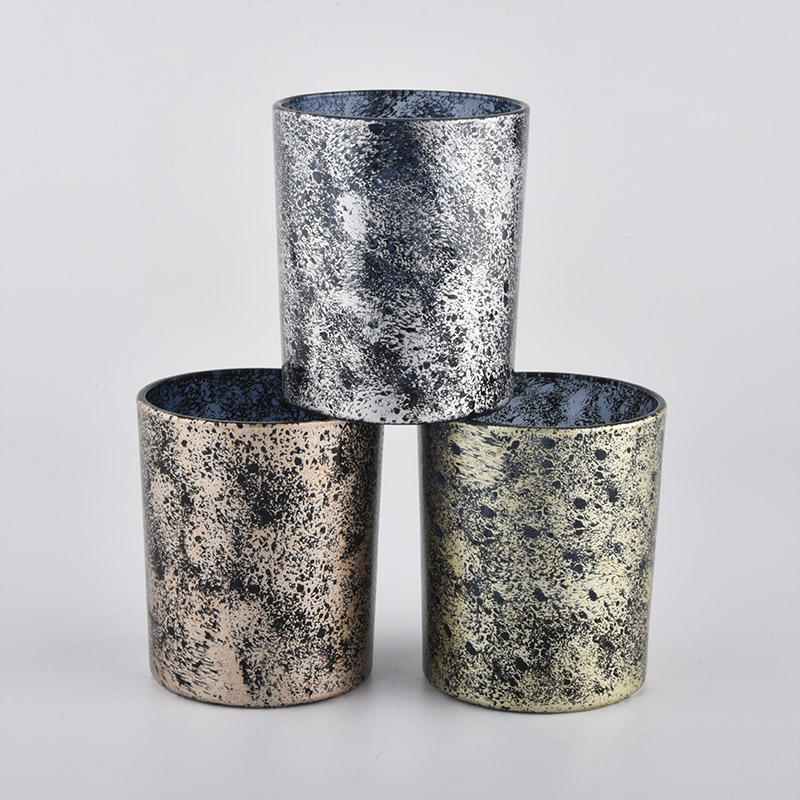 6oz colorful marble painting glass candle jars