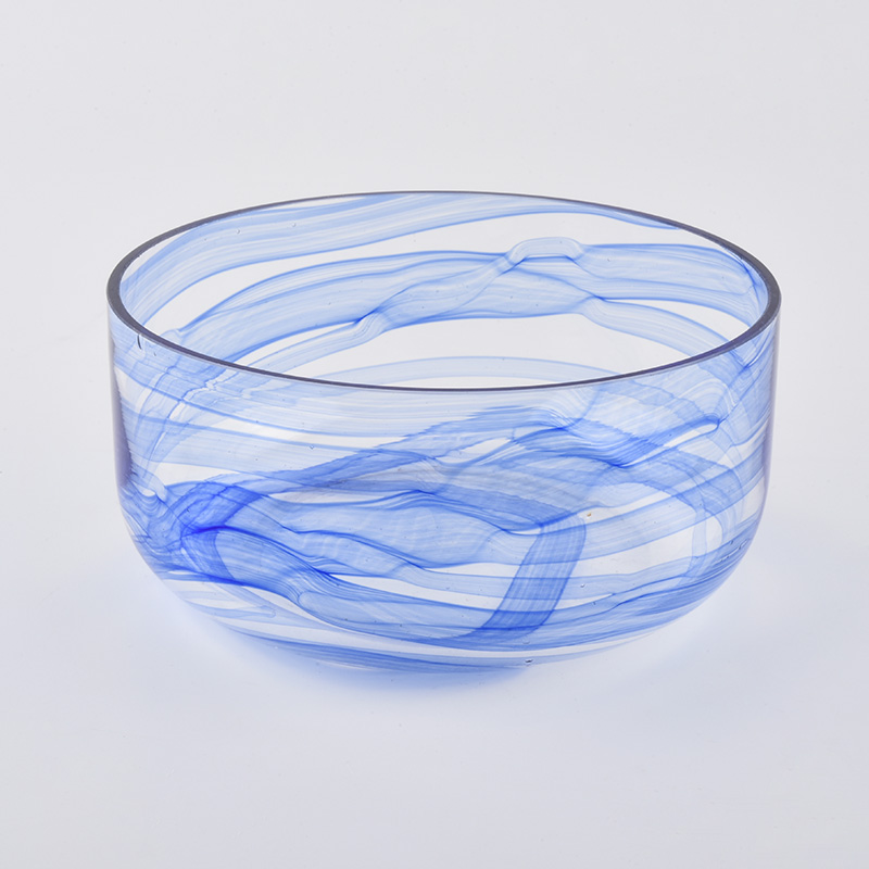 wide glass jars with marble decoration