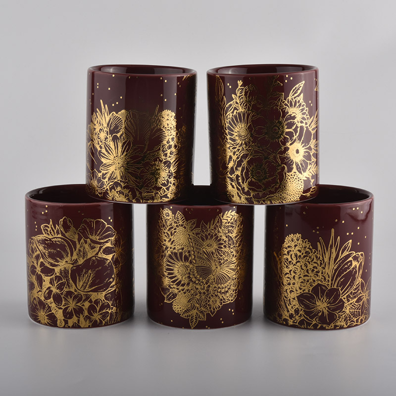 fancy ceramic candle jars with various colors glazing