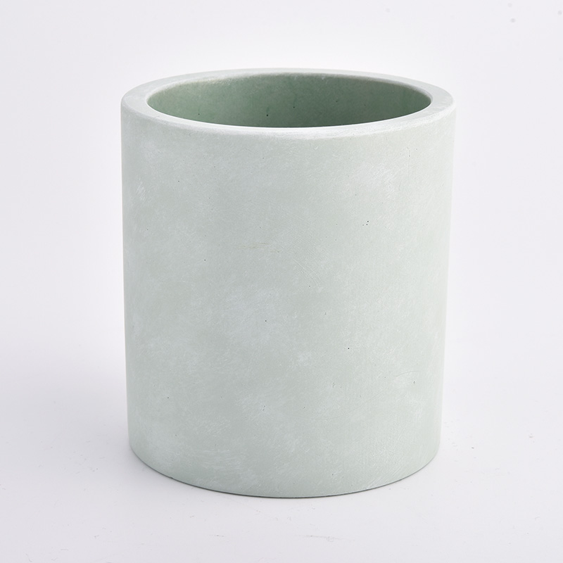 cyan colored cement candle jars for Spring