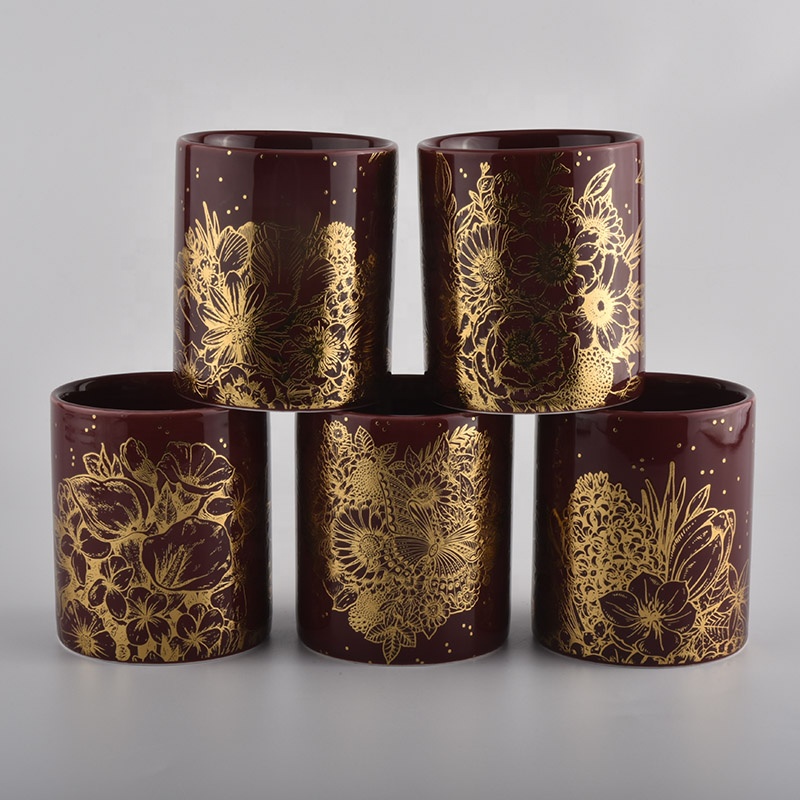 fancy ceramic candle jars with various colors glazing