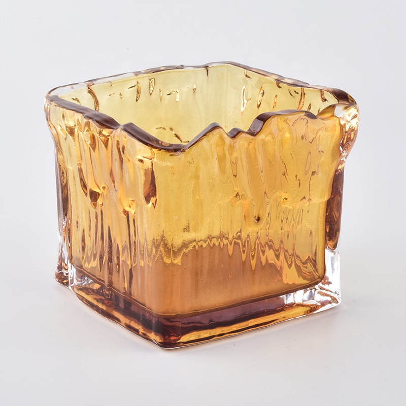 Hot sales tealight luxury square empty glass candle holder