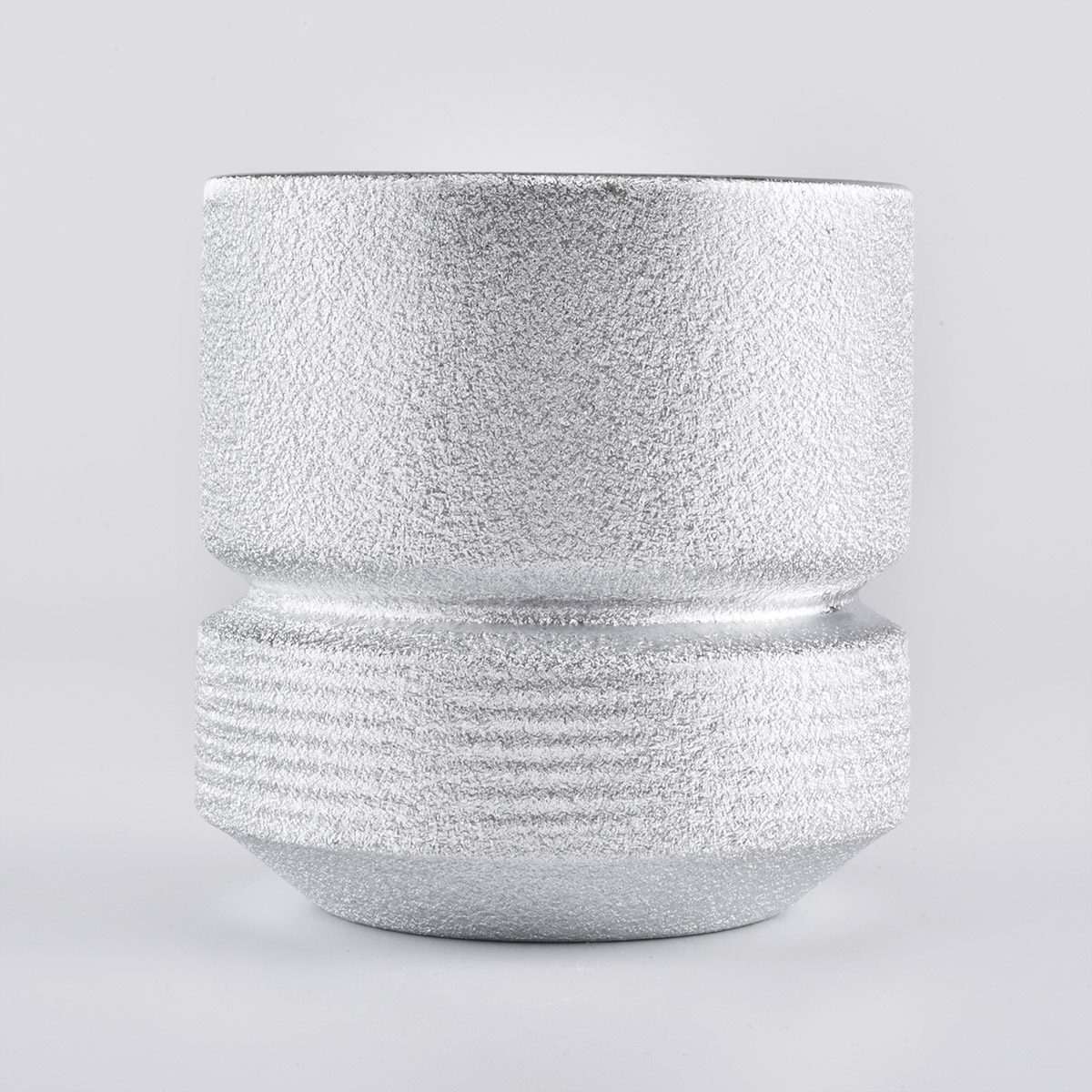 metallic silver ceramic candle jars with slim waist