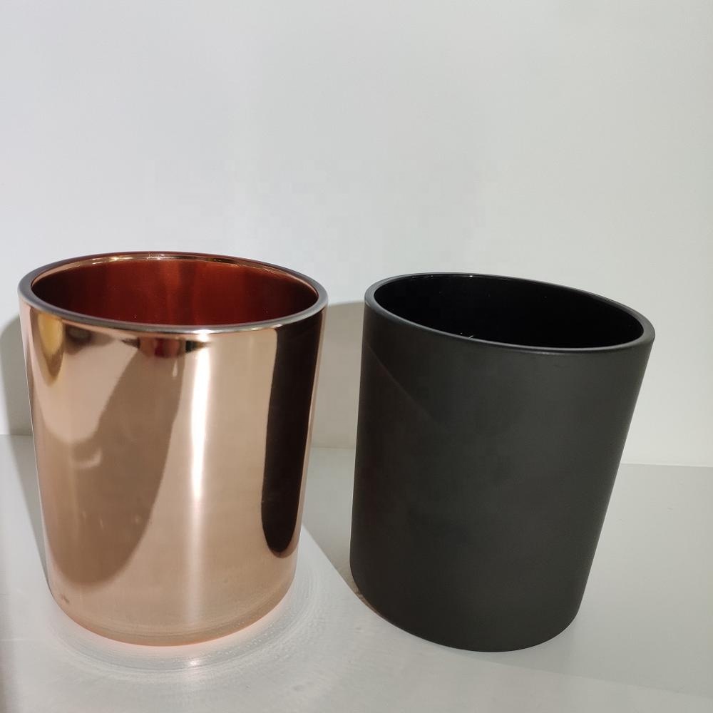 12 oz matte black glass candle holder rose gold glass candle jar