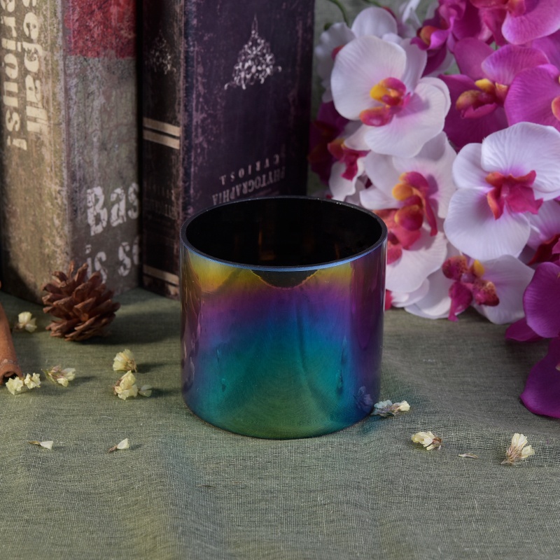 Luxury electroplating spraying candle holder glass votive candle jar home decorative factory