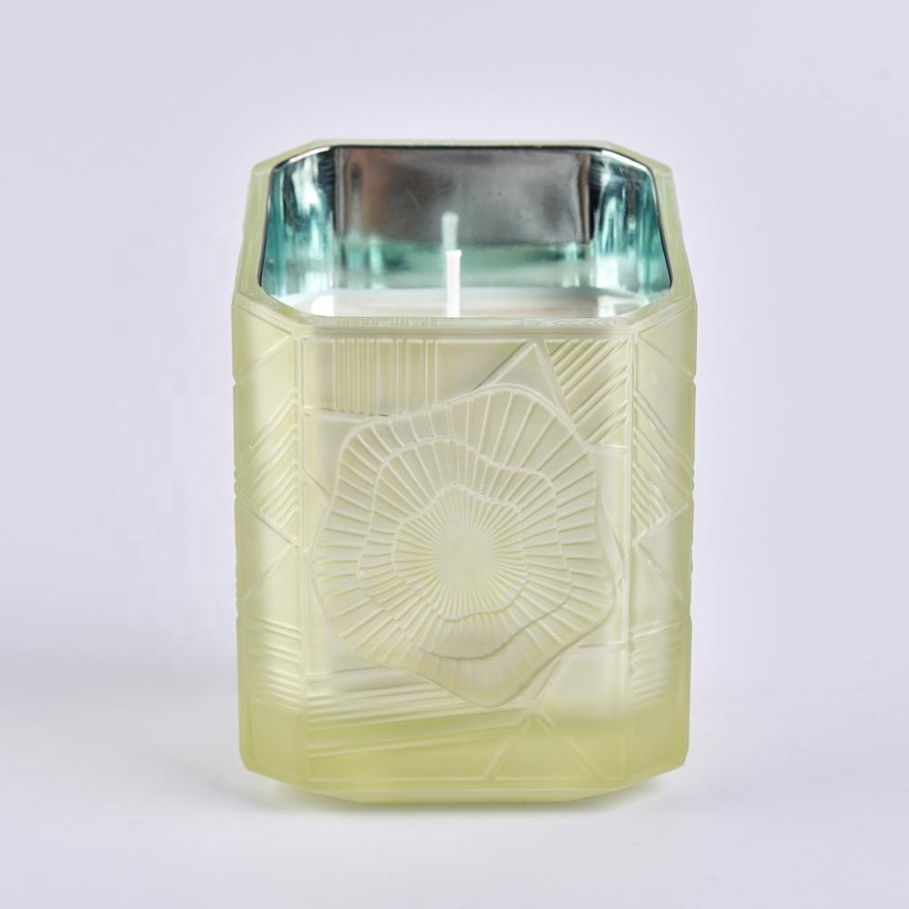 Sunny new design Trapezoid crystal square Luxury glass candle jar holder