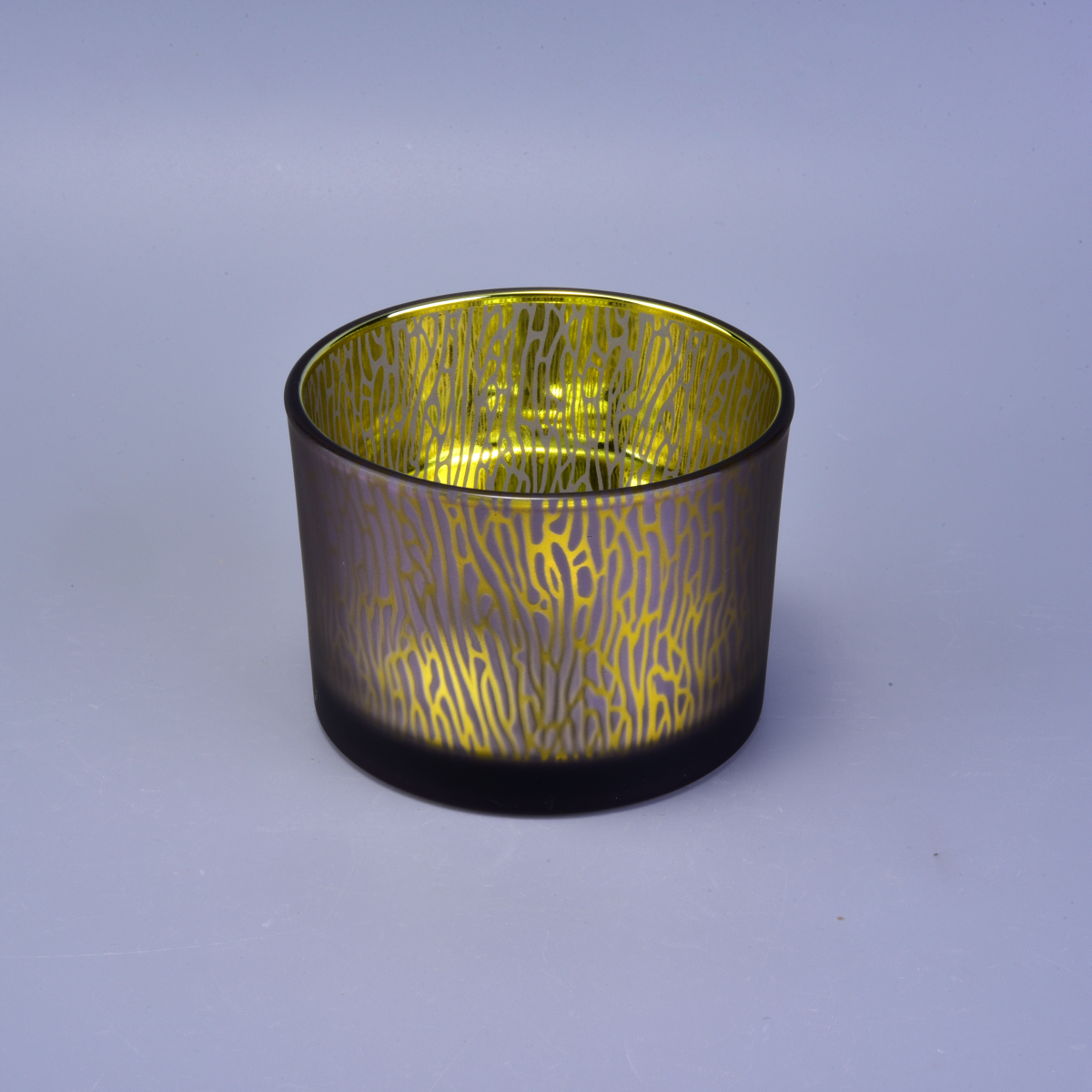 luxury glass candle holder for home decor, decorative glass candle jar with laser pattern
