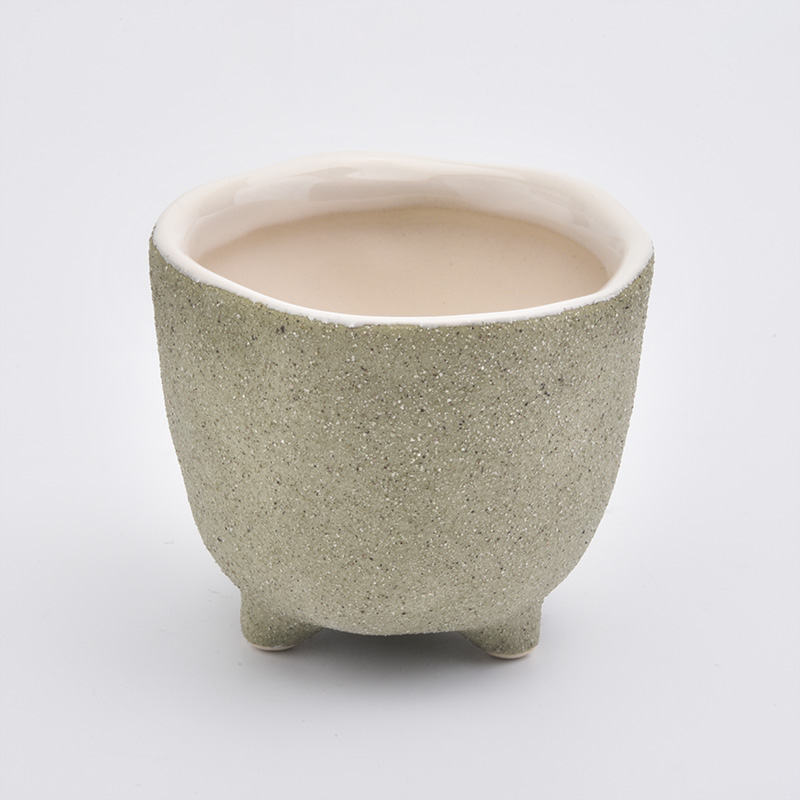 light green candle holder for home decor, matte ceramic jar in bulk