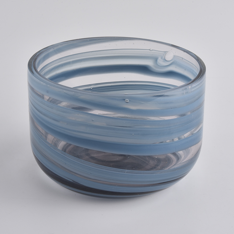 colorful mouth blowing glass candle jars with flat cut top