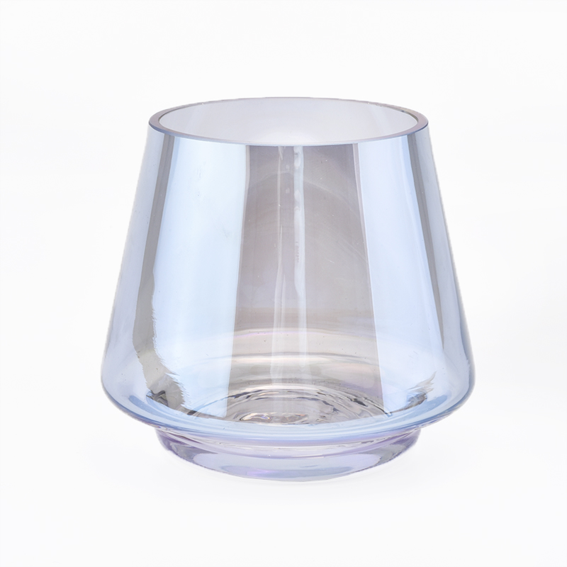 purple glossy electroplating glass candle holders