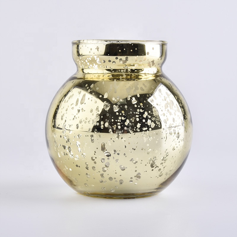 bulb designed gold electroplating glass candle jars