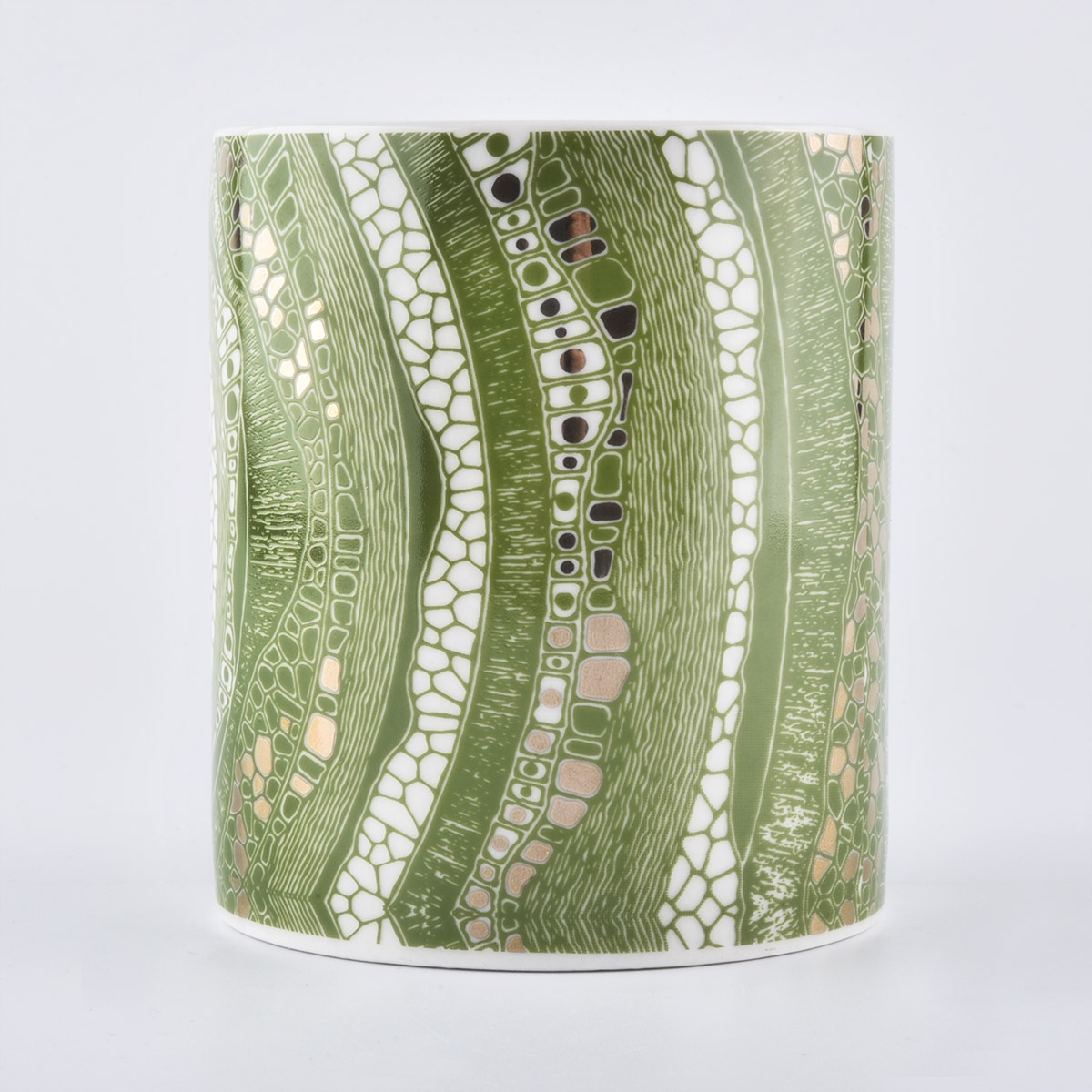 Sunny new design Luxury custom green printing glass candle vessel containers 10oz 20oz