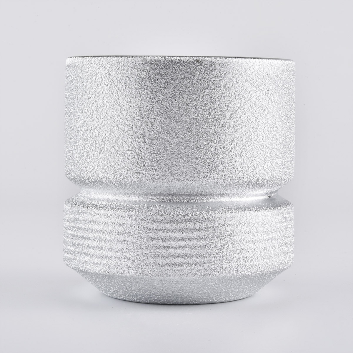 metallic silver ceramic candle jars with slim waist