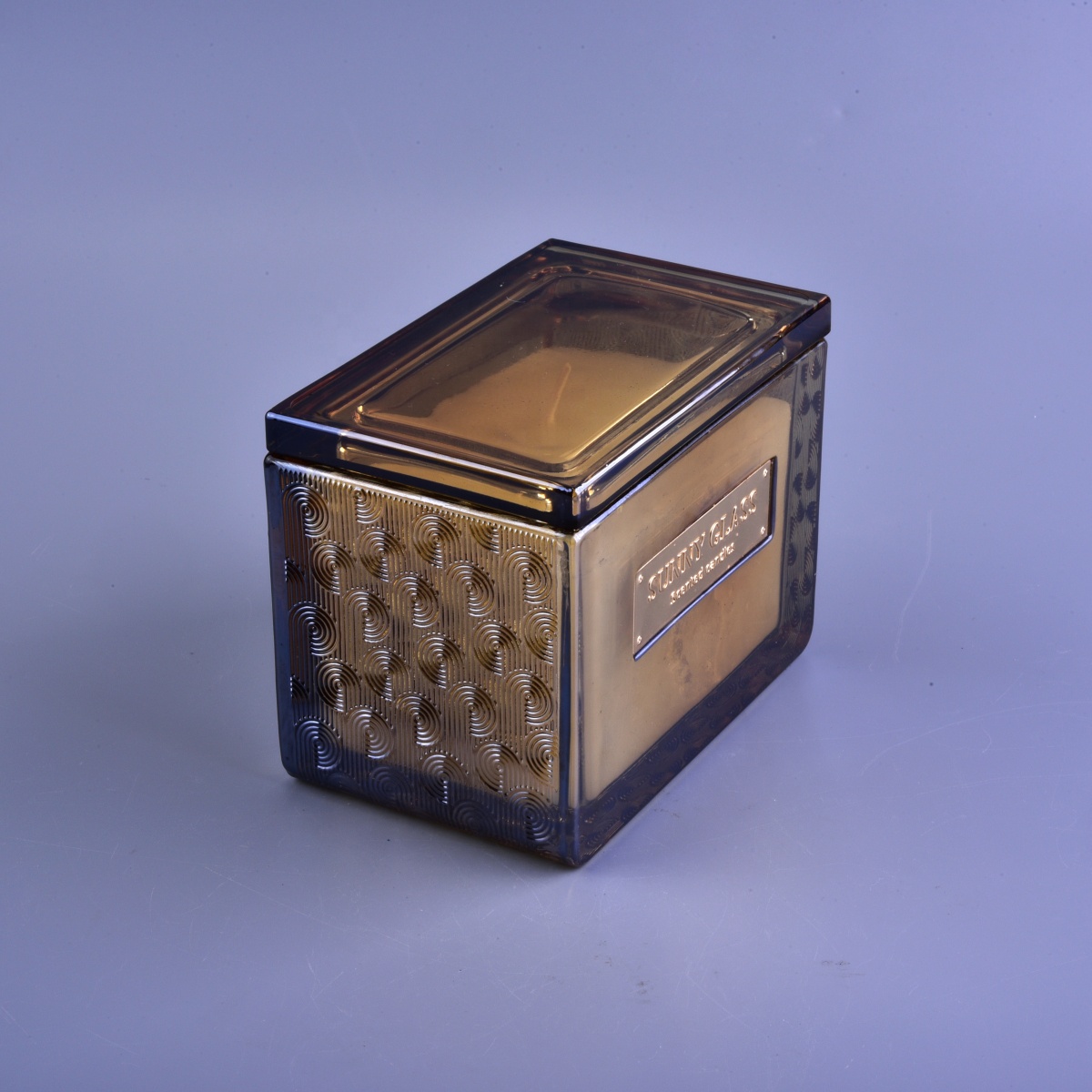 Sunny luxury empty crystal scented square glass candle jar with lids