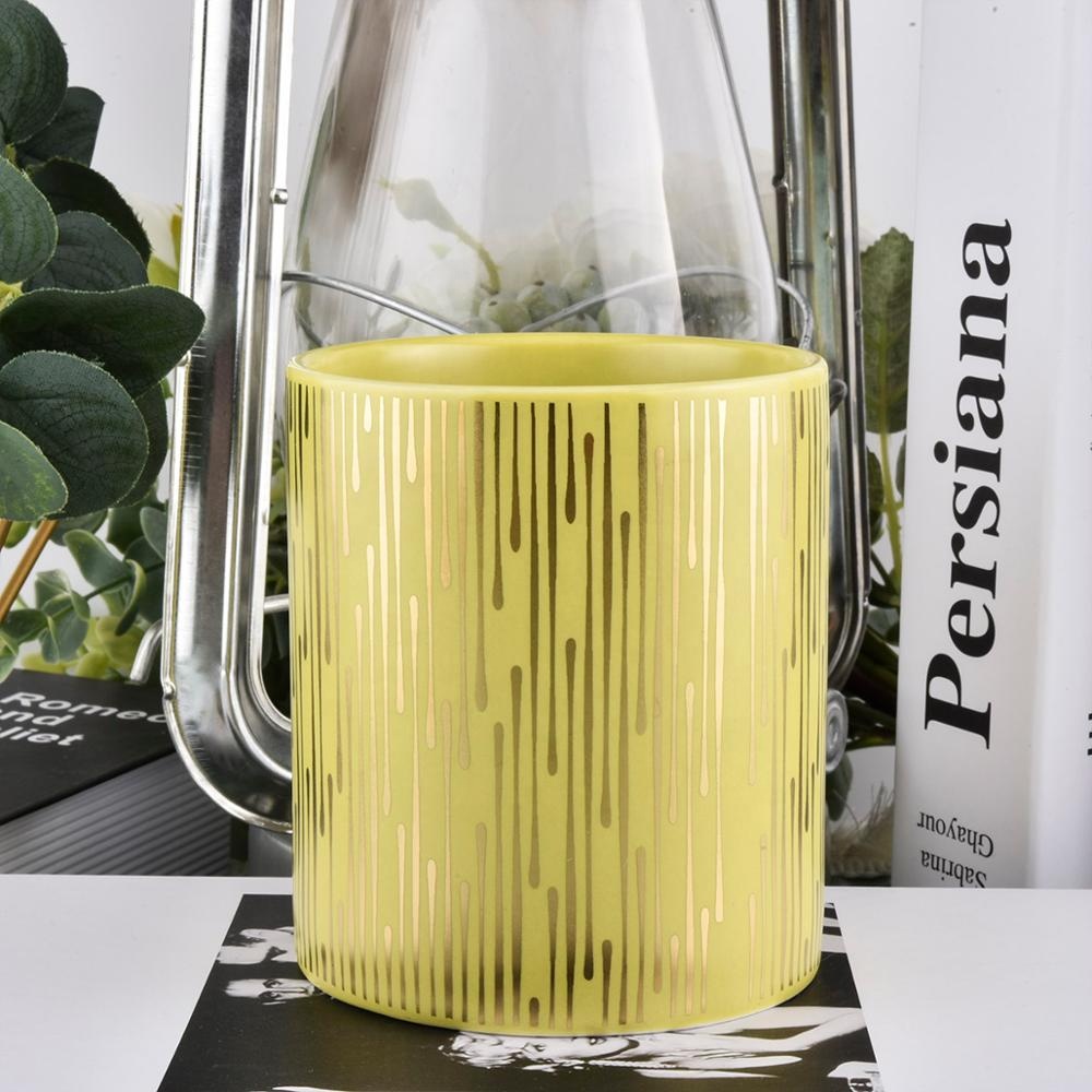 Sunny design Luxury custom golden ceramic candle vessel containers 10oz