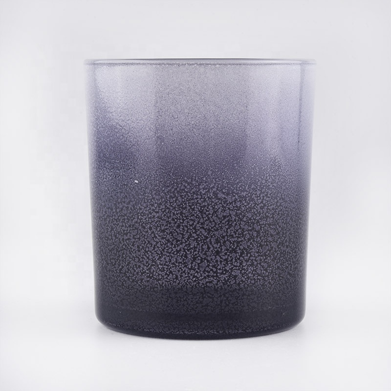 recycled empty frosted blue glass candle jar