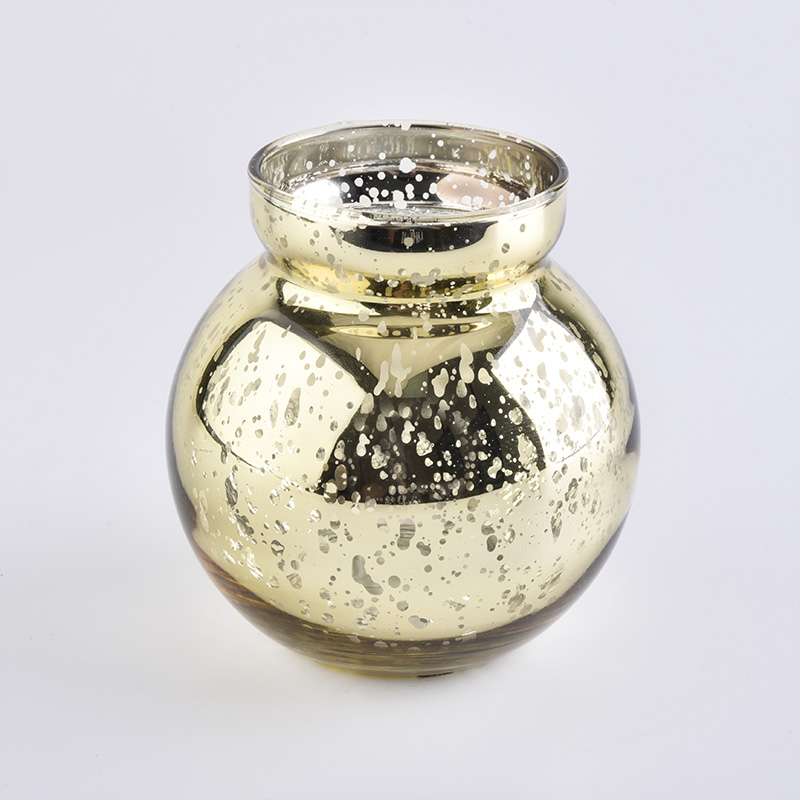 bulb designed gold electroplating glass candle jars