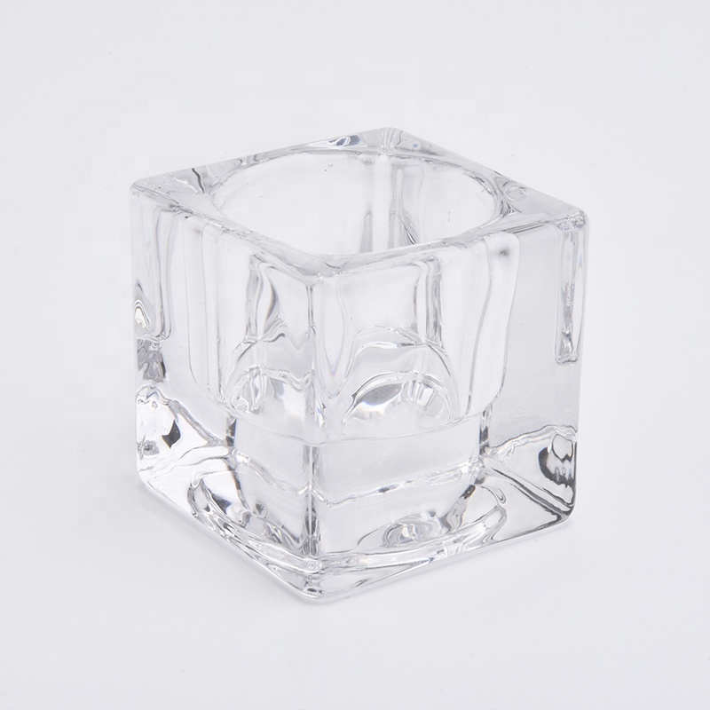 Wholesales Square Glass Candle Holders Thick Glass Votive Candle Jars Home Decor