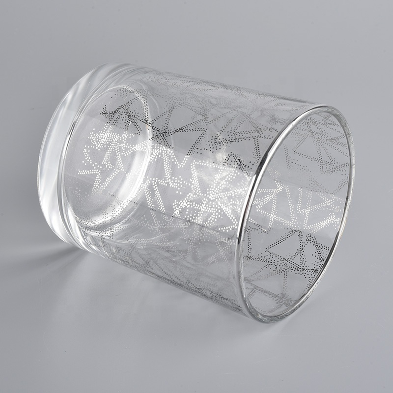 10oz clear glass candle jars with silver printing