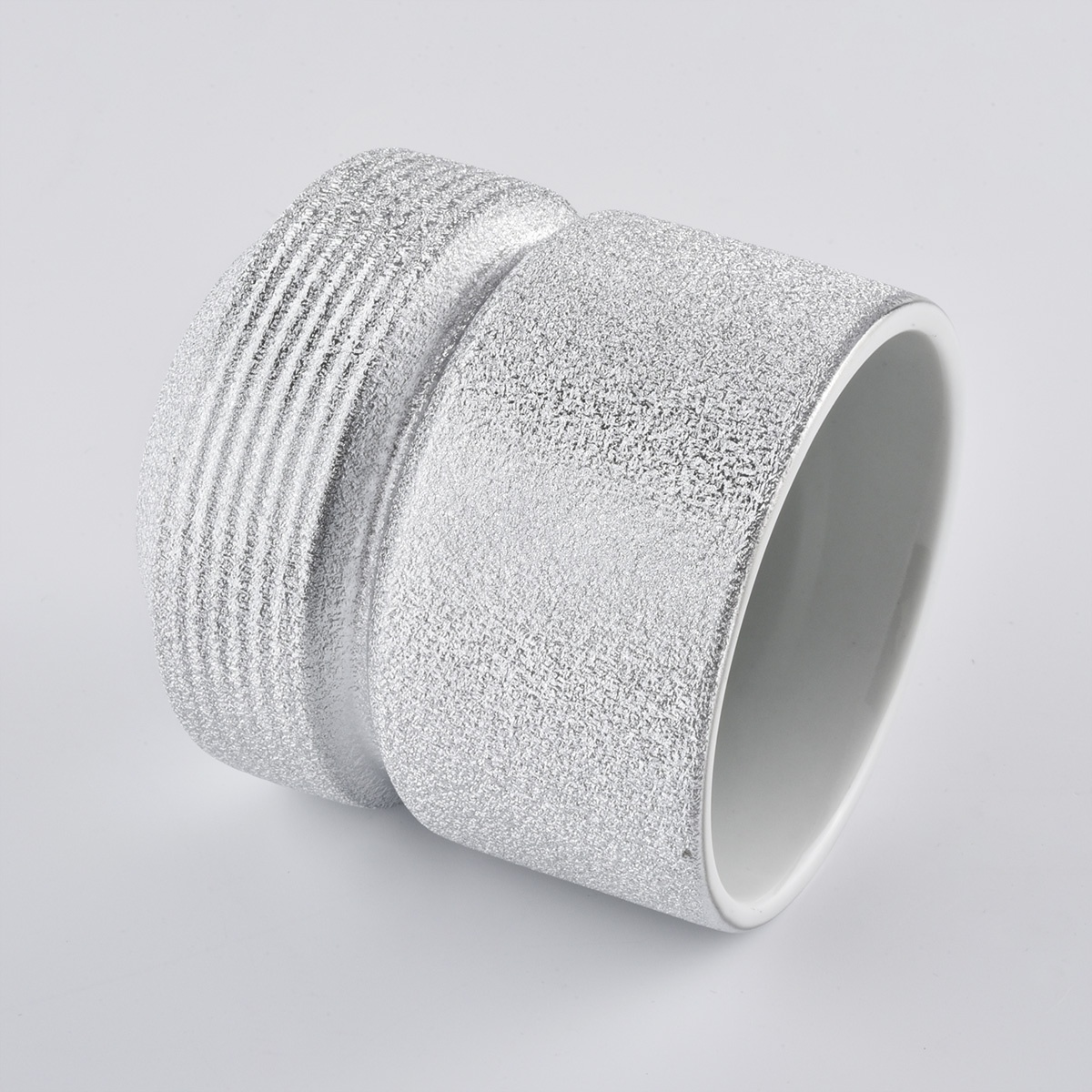 metallic silver ceramic candle jars with slim waist