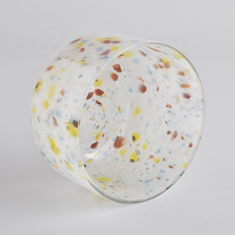 colorful hand made glass candle jars with round bottom