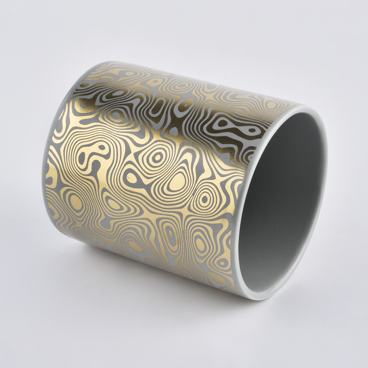 8oz 10oz Popular cylinder printed wick ceramic candle jars