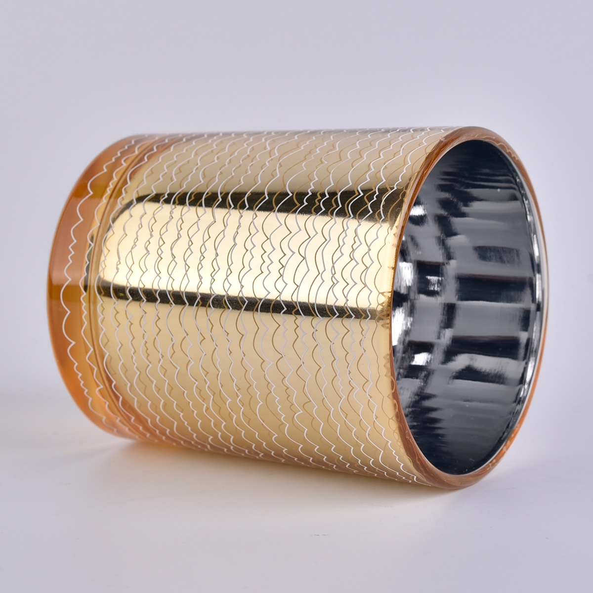 8oz 10oz luxury cylinder decorative electroplated glass candle holders