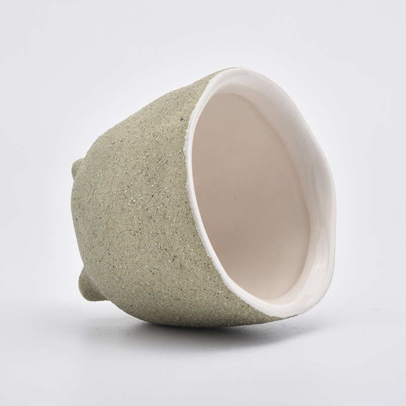 light green candle holder for home decor, matte ceramic jar in bulk