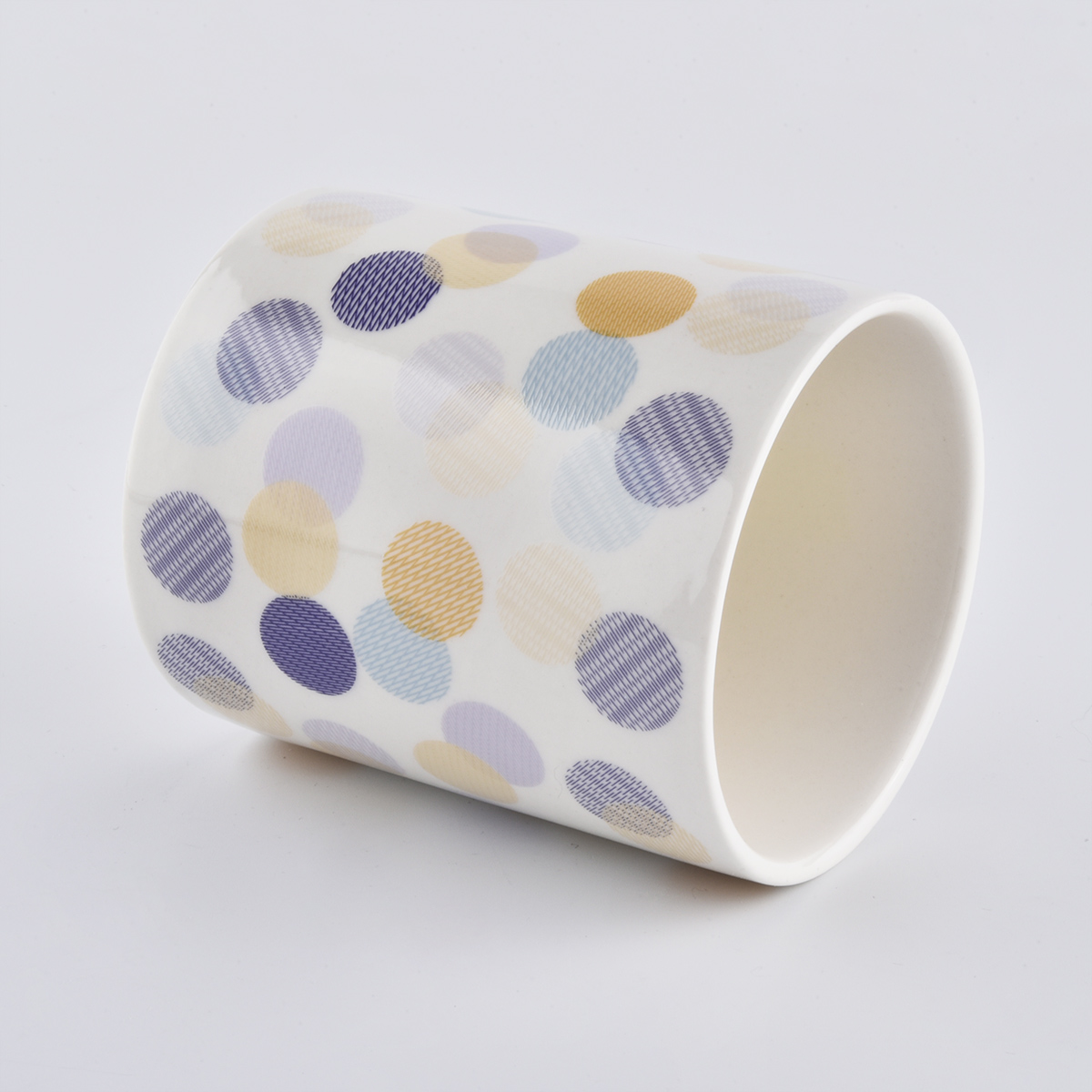 ceramic candle holders with printing for Spring