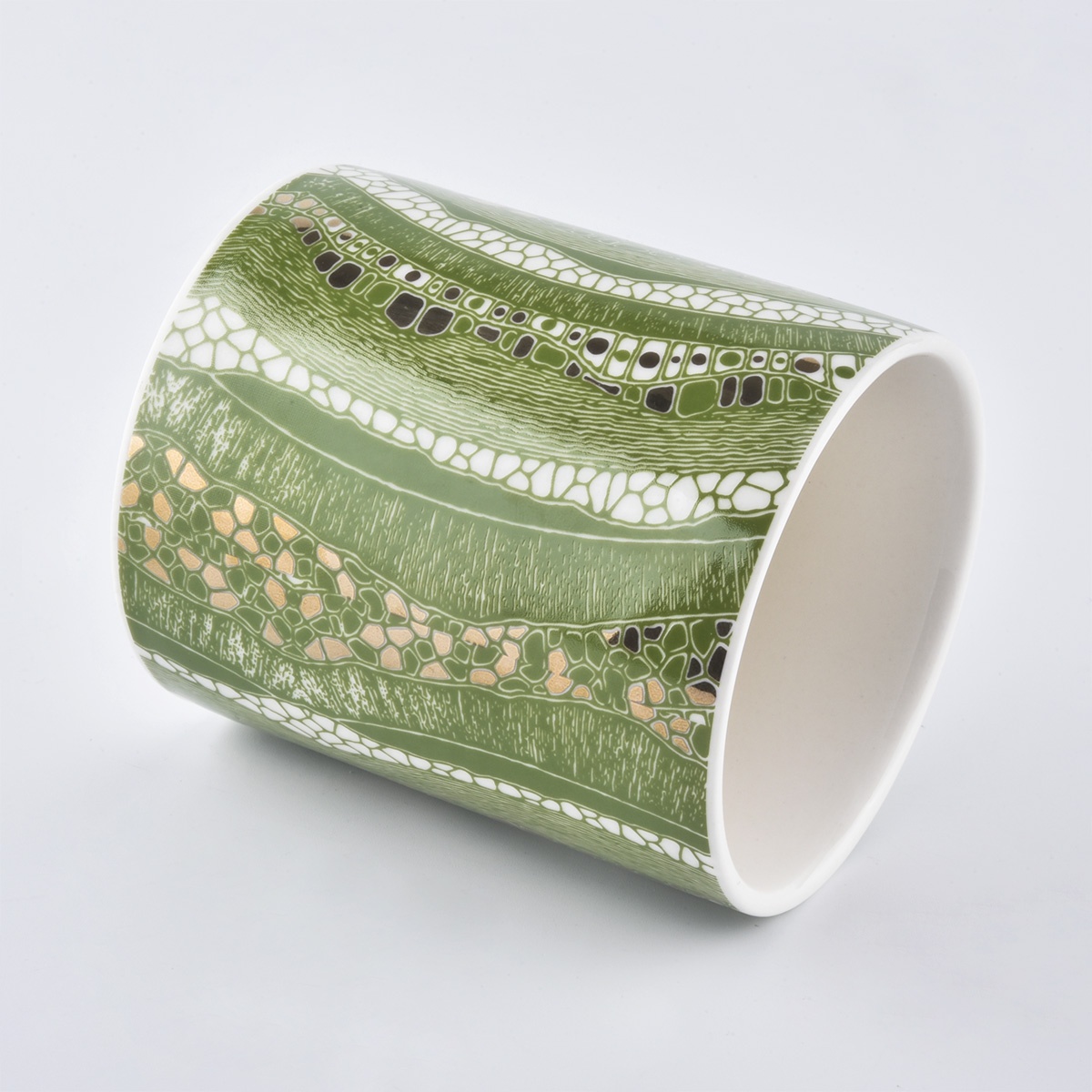 Sunny new design Luxury custom green printing glass candle vessel containers 10oz 20oz