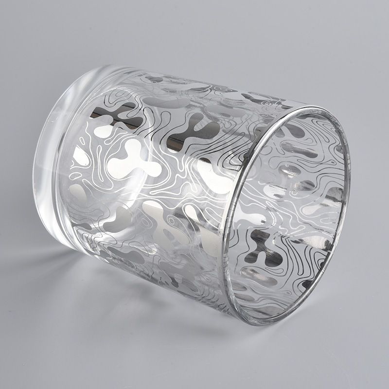 10oz glass candle holders with printing for home decoration