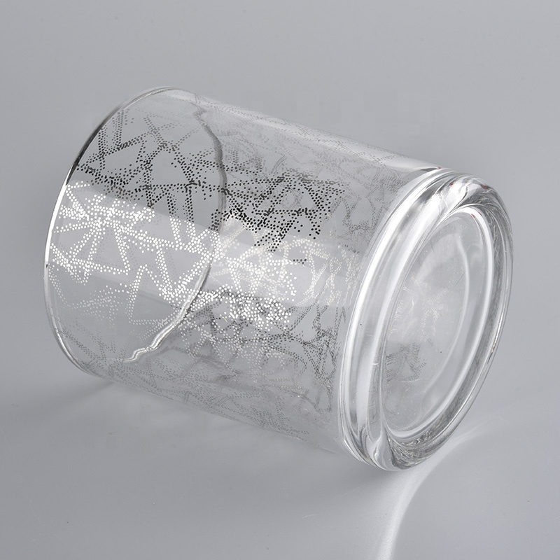 10oz clear glass candle jars with silver printing