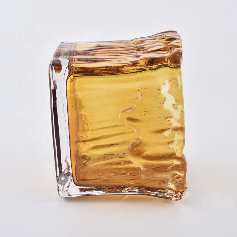 Hot sales tealight luxury square empty glass candle holder