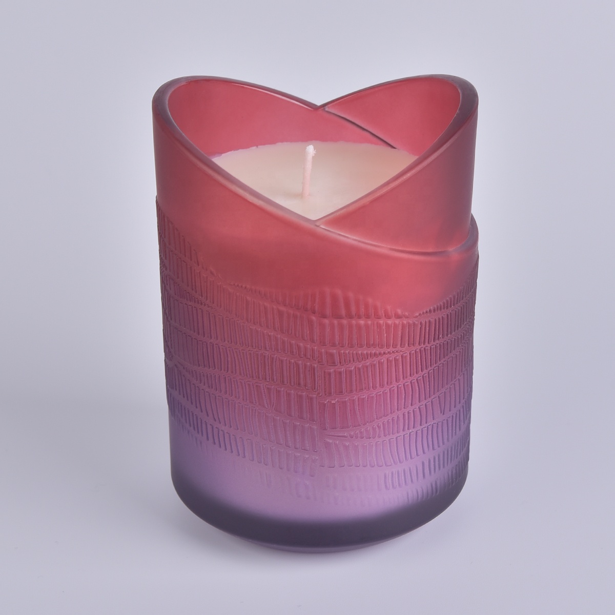 Sunny patent design romantic heart shape empty scented glass candle jars