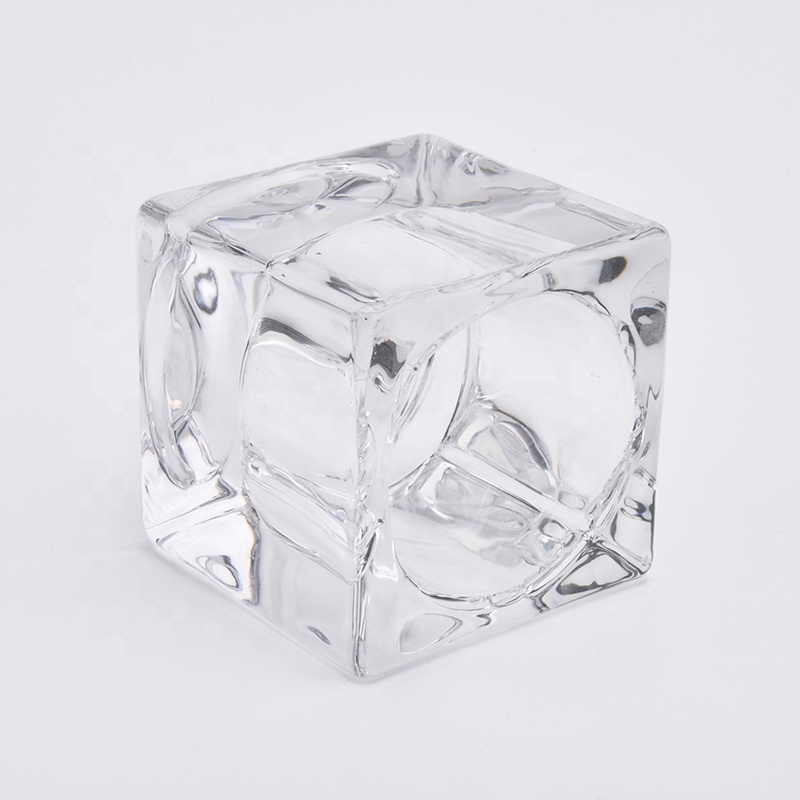 Wholesales Square Glass Candle Holders Thick Glass Votive Candle Jars Home Decor