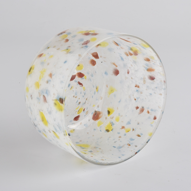 colorful hand made glass candle jars with round bottom
