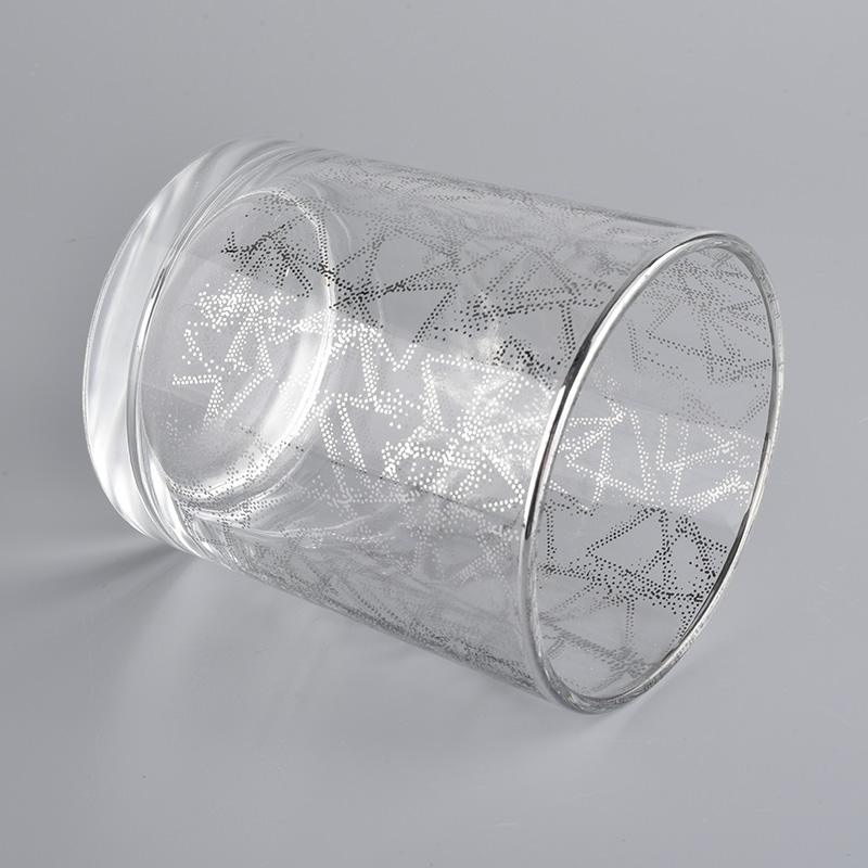 10oz clear glass candle jars with silver printing