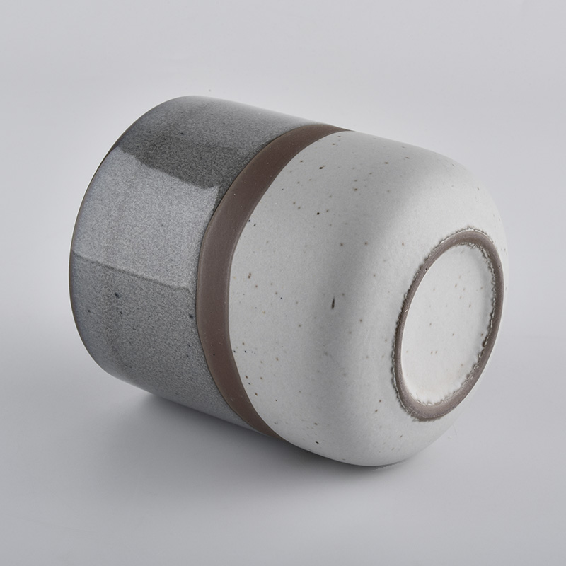 gray transmutation glaze ceramic container, unique bottom ceramic vessel