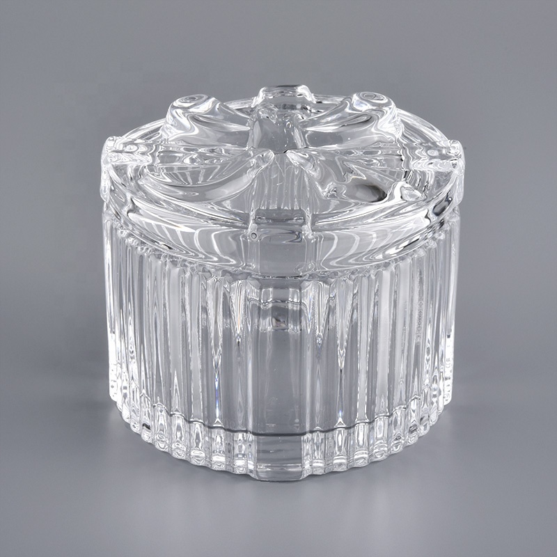 glass empty container with lid, thick glass candle jar gift