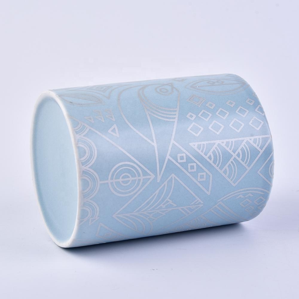 10oz 12oz Wholesales Custom blue ceramic holder for candle 