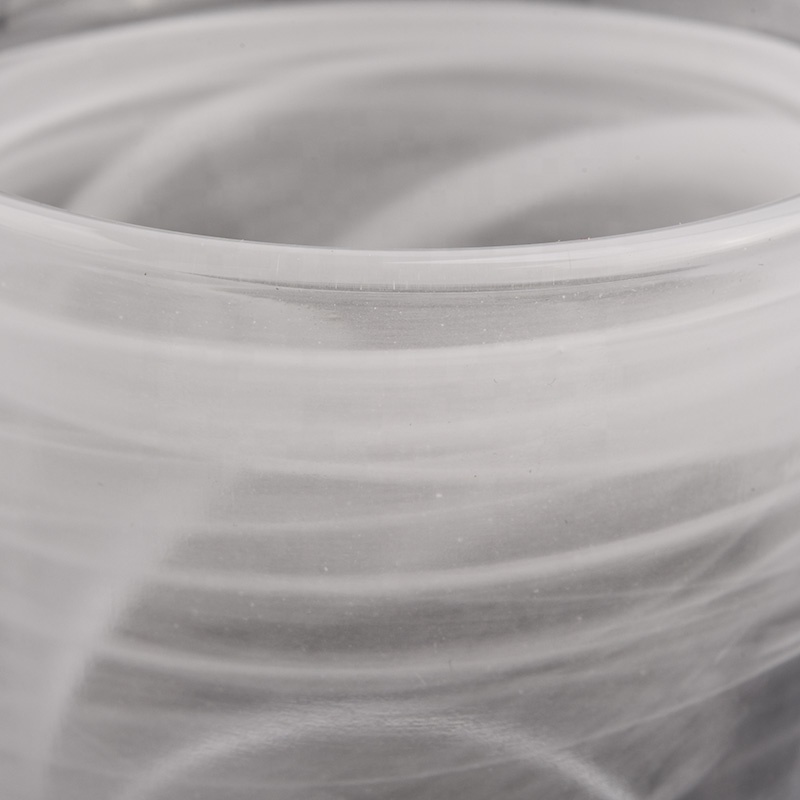 hand made glass candle jars with white cloudy finish