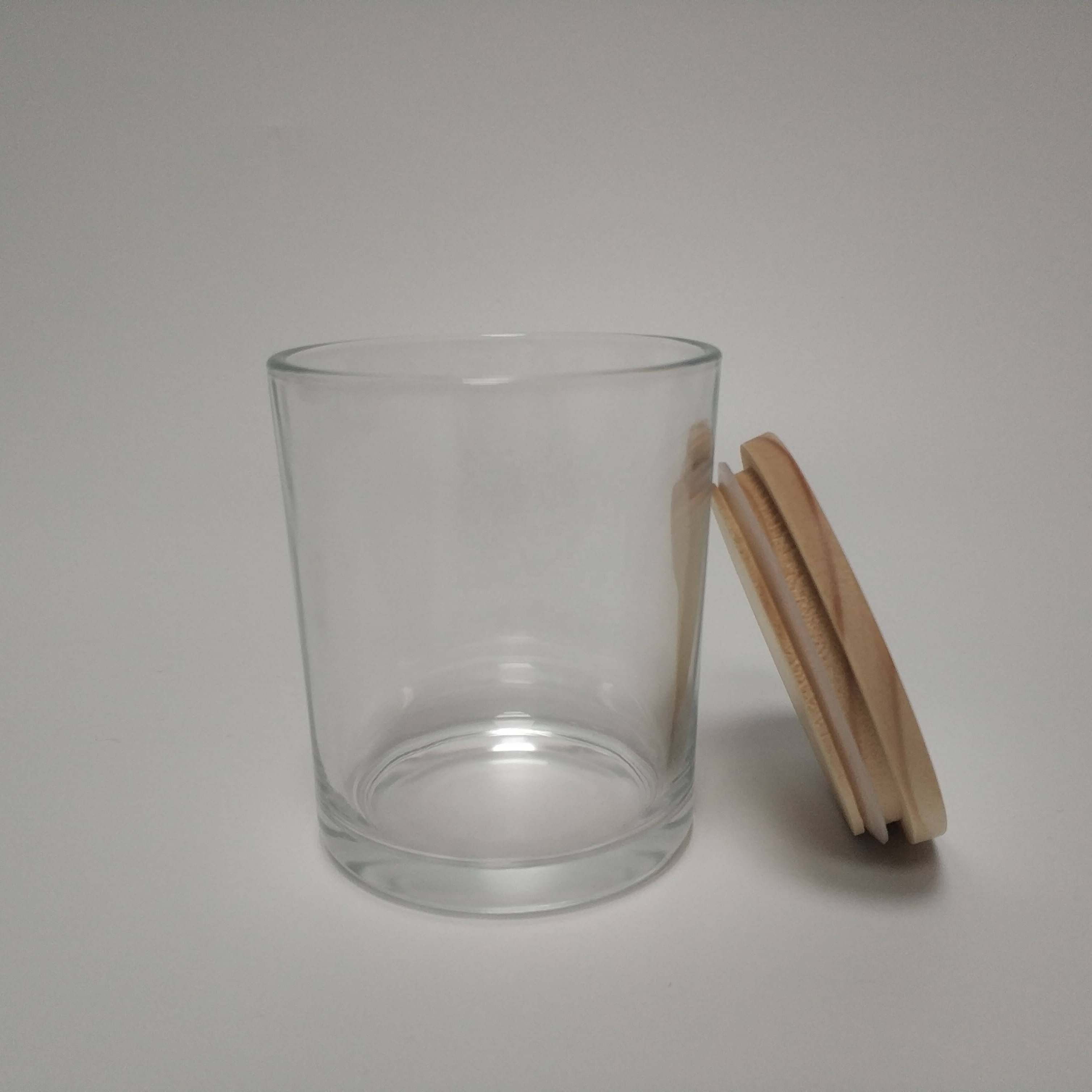 China Suppliers custom glass container jar for candle with wood lid 12 oz 8 oz