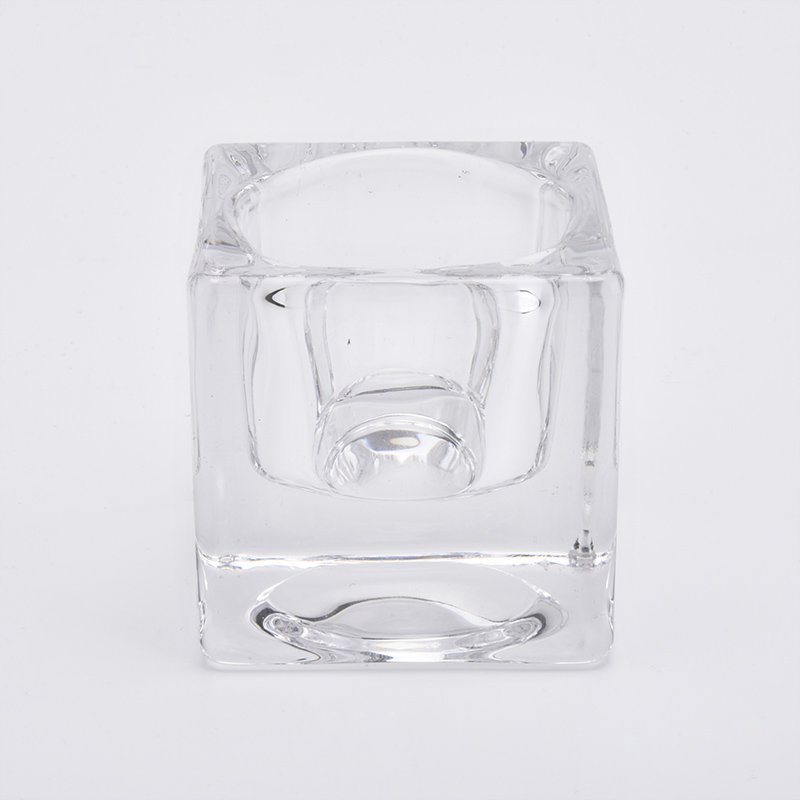 Wholesales Square Glass Candle Holders Thick Glass Votive Candle Jars Home Decor