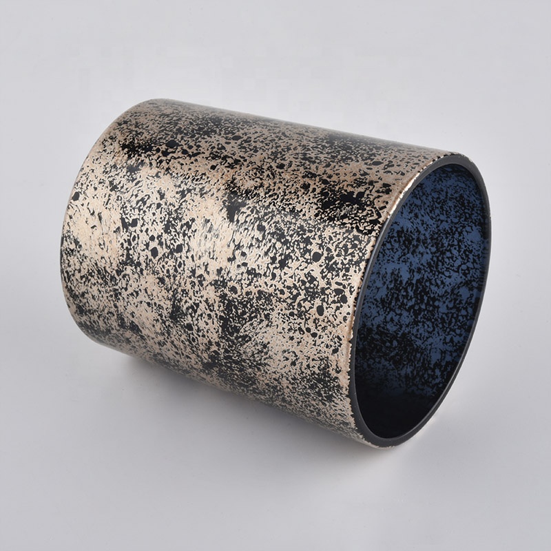 6 oz 10 oz Supplier marble cylinder plating glass holder jar for candle making