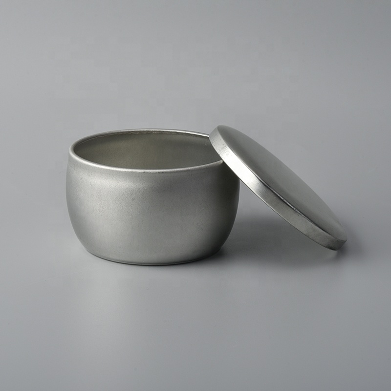 Custom silver Metal Candle tins Metal jar with lid for cosmetic use supply