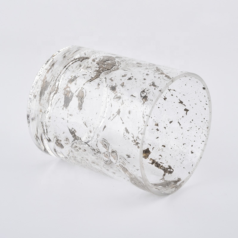13oz cylinder glass candle vessels with marble printing