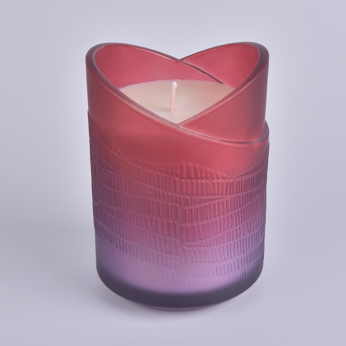 Luxury Colorful Heart Design Glass Candle Jars with gold