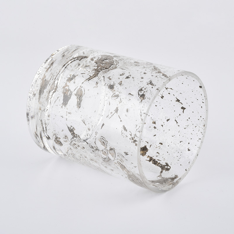 13oz cylinder glass candle vessels with marble printing